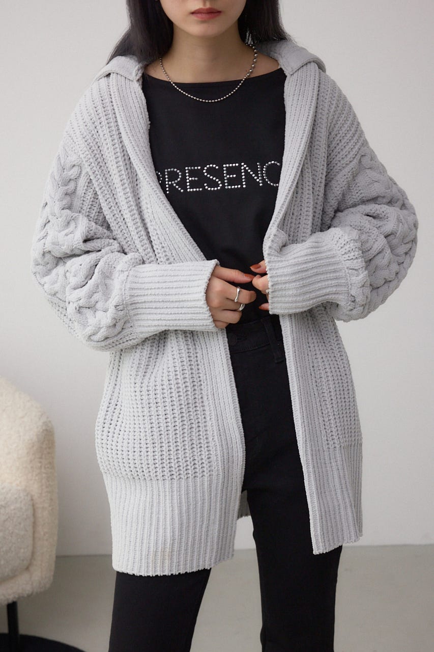 マットモールフードトッパーカーデ L/GRY FREE