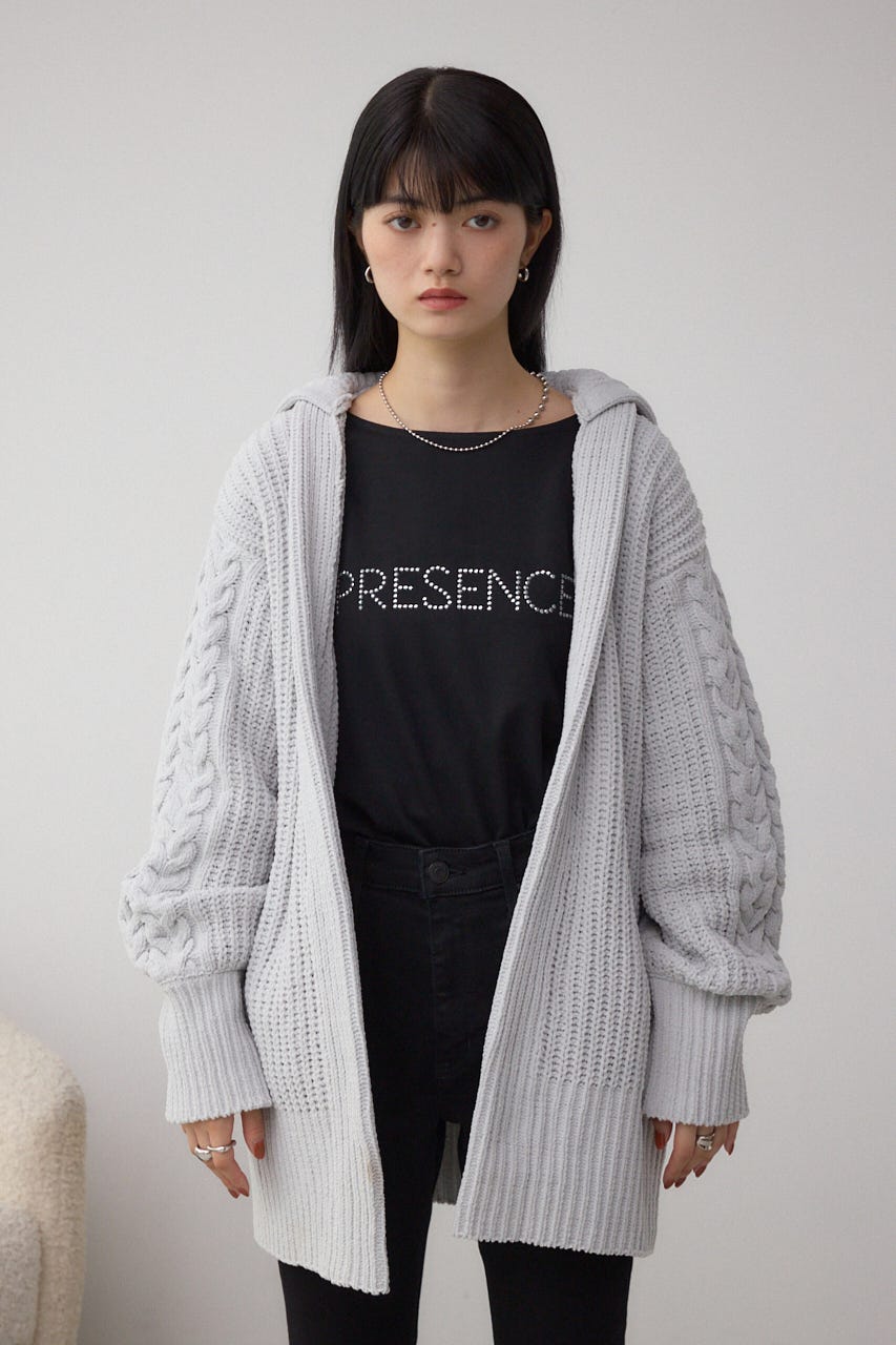 マットモールフードトッパーカーデ L/GRY FREE