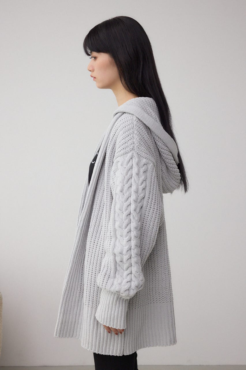 マットモールフードトッパーカーデ L/GRY FREE