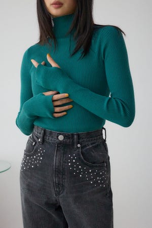 サムホールリブニットトップス