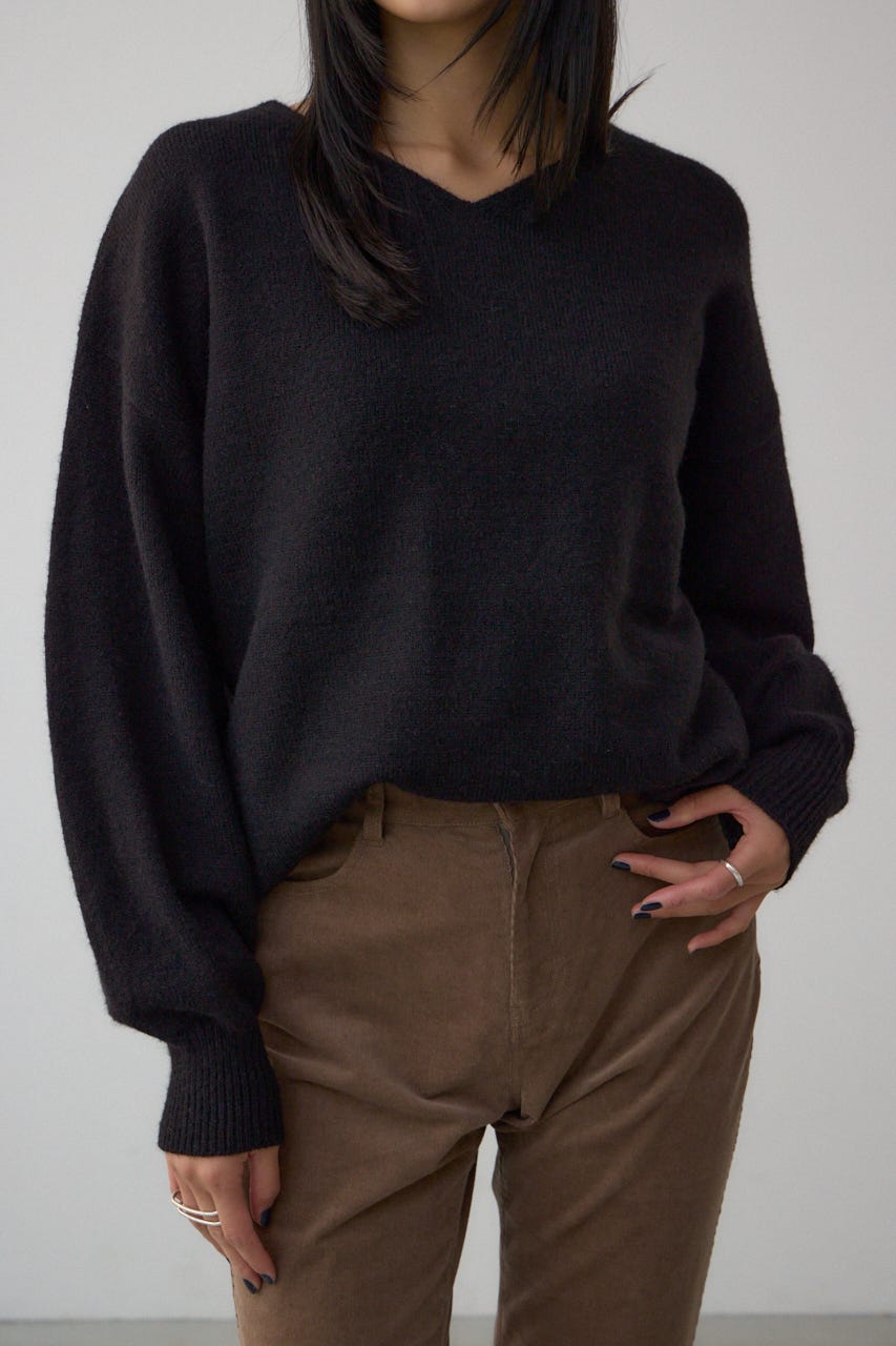 Vネックアソートカラーニットプルオーバー BLK FREE