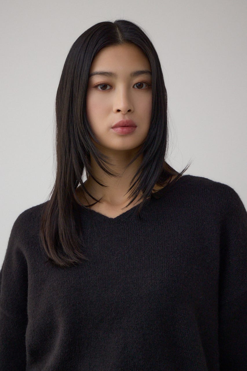 Vネックアソートカラーニットプルオーバー BLK FREE