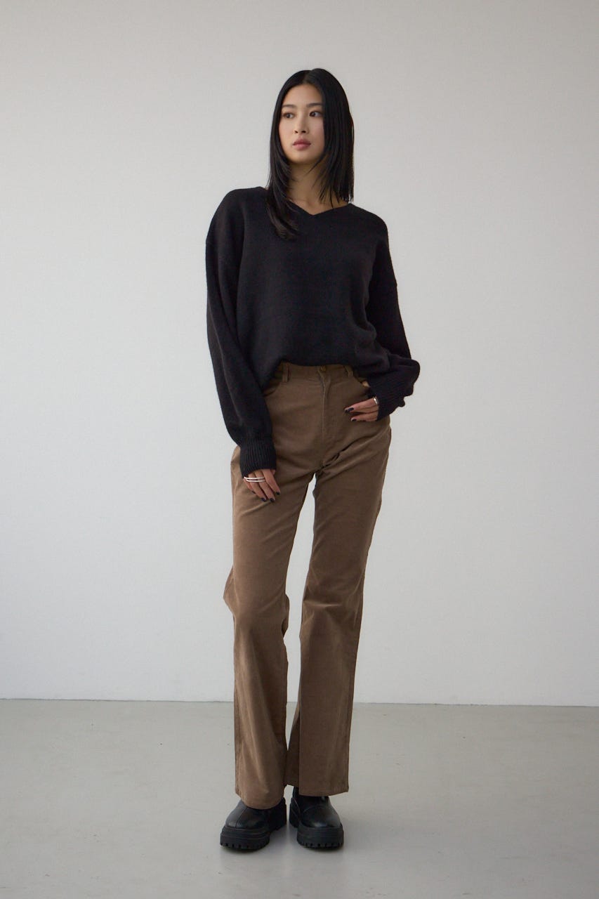 Vネックアソートカラーニットプルオーバー BLK FREE