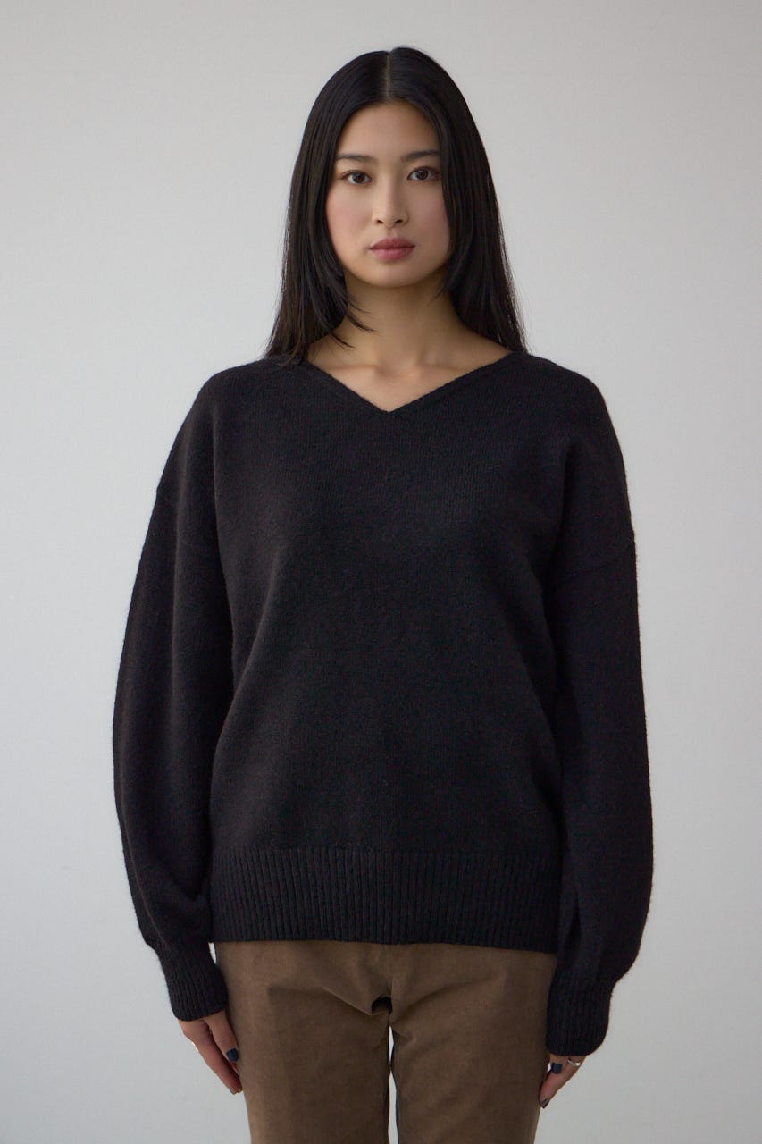 Vネックアソートカラーニットプルオーバー BLK FREE