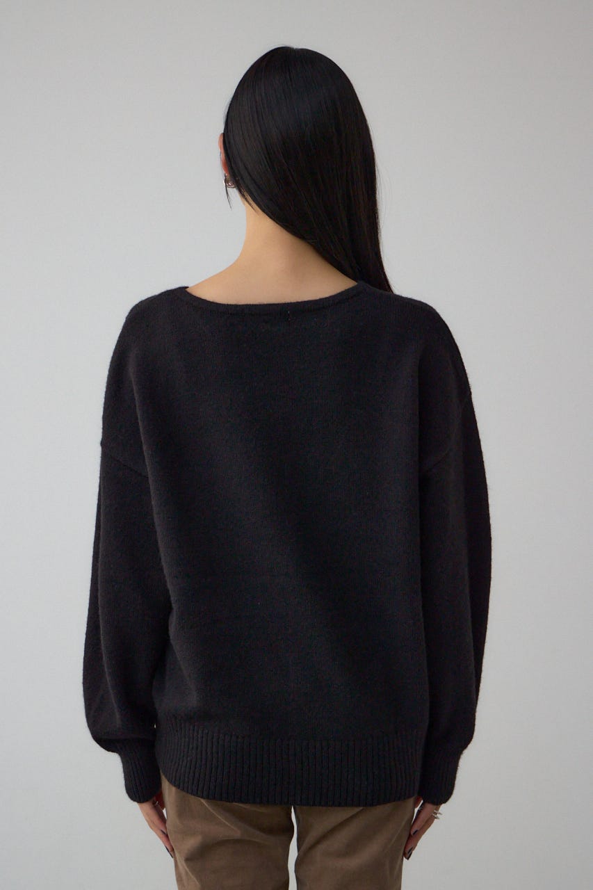 Vネックアソートカラーニットプルオーバー BLK FREE