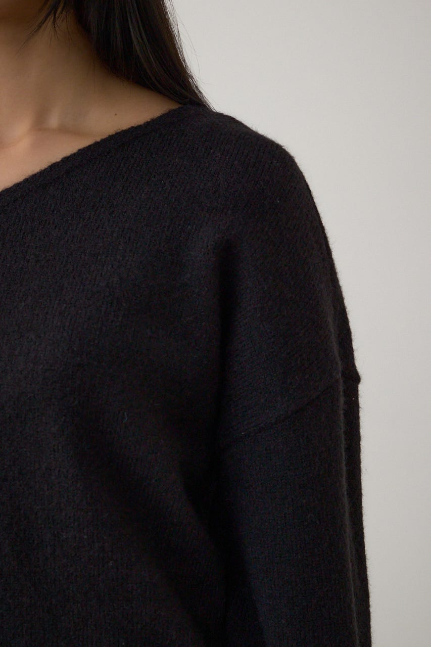 Vネックアソートカラーニットプルオーバー BLK FREE