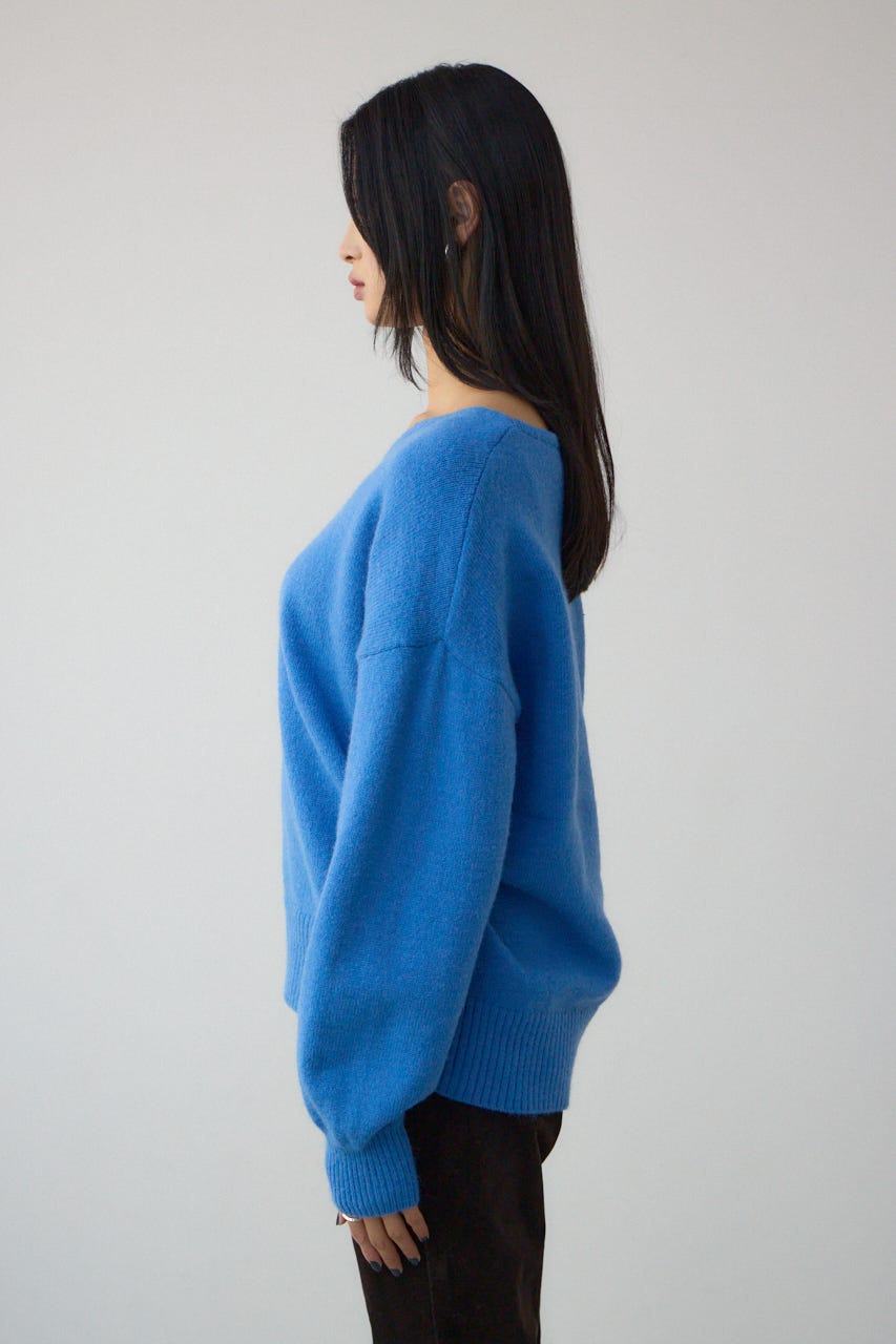 Vネックアソートカラーニットプルオーバー BLU FREE