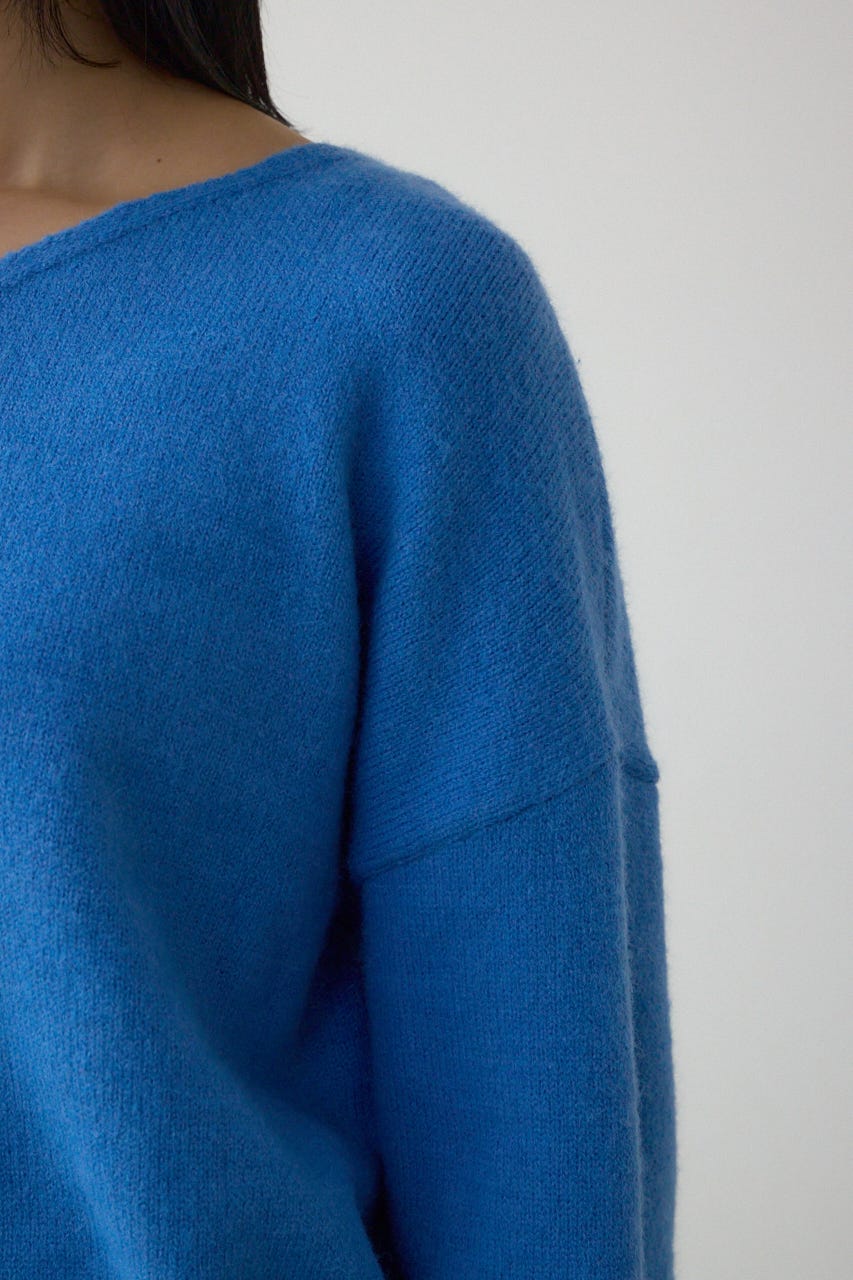 Vネックアソートカラーニットプルオーバー BLU FREE