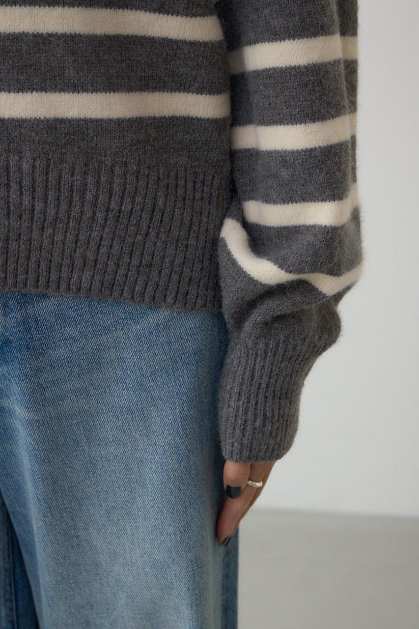 Vネックアソートカラーニットプルオーバー 柄GRY FREE