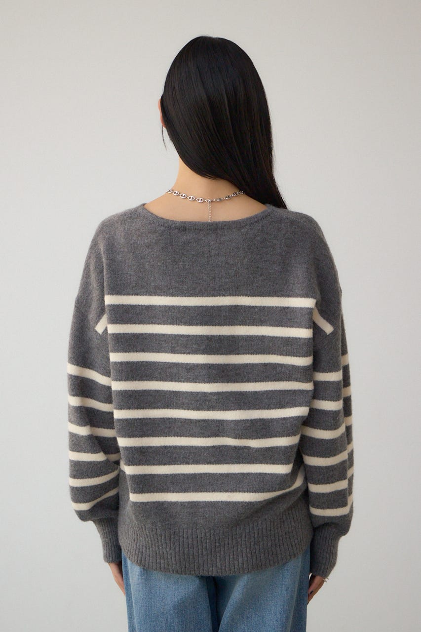 Vネックアソートカラーニットプルオーバー 柄GRY FREE