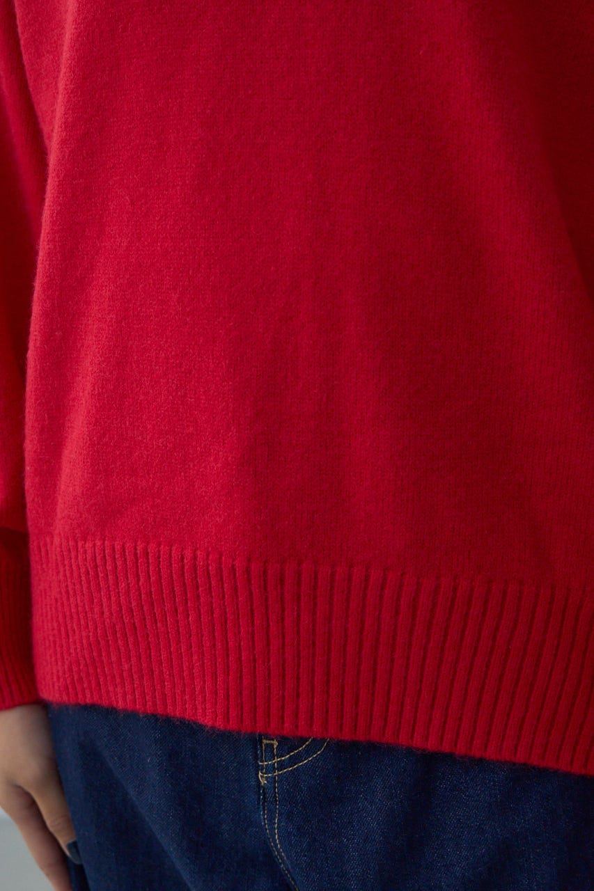 Vネックアソートカラーニットプルオーバー RED FREE