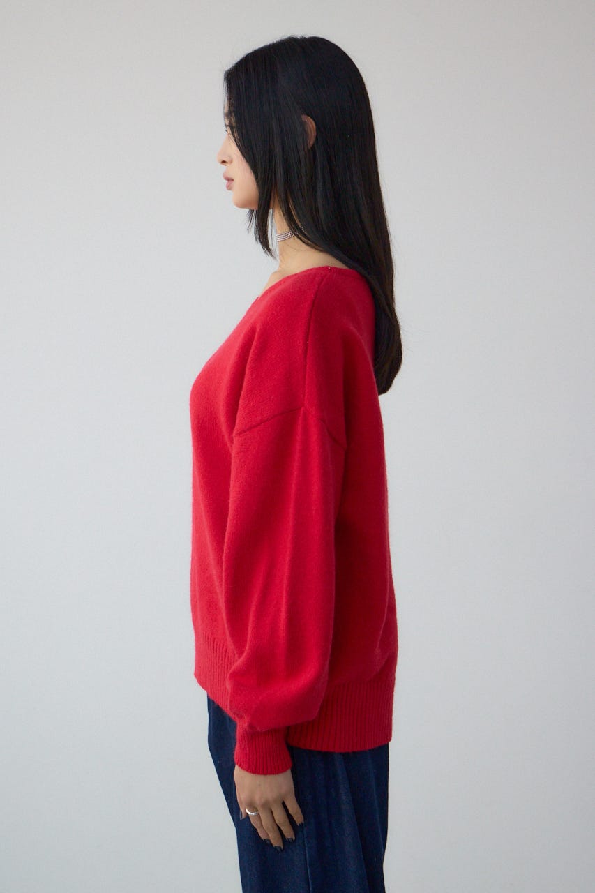Vネックアソートカラーニットプルオーバー RED FREE