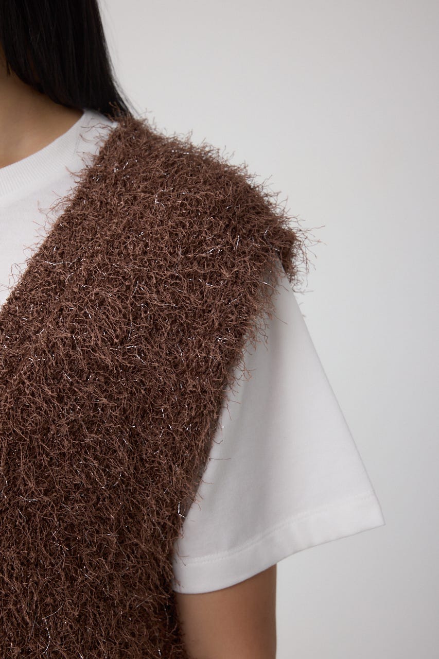 ブルネロクチネリ　モニーレ　ノースリーブ　ベスト　ラメ ラメ シャギーニットベスト ノースリーブ レディース ルーズ感