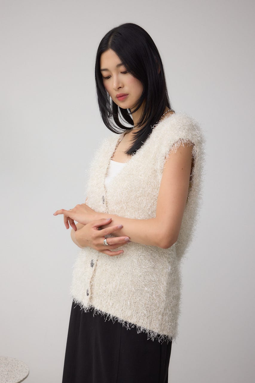 AZUL BY MOUSSY | ラメフェザーVネックニットベスト