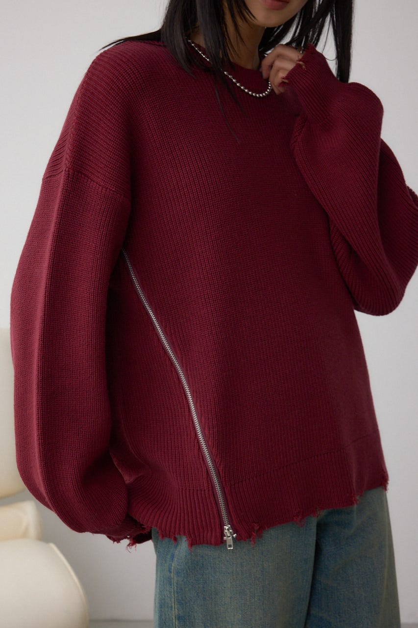 サイドZIPニットトップス BRD FREE