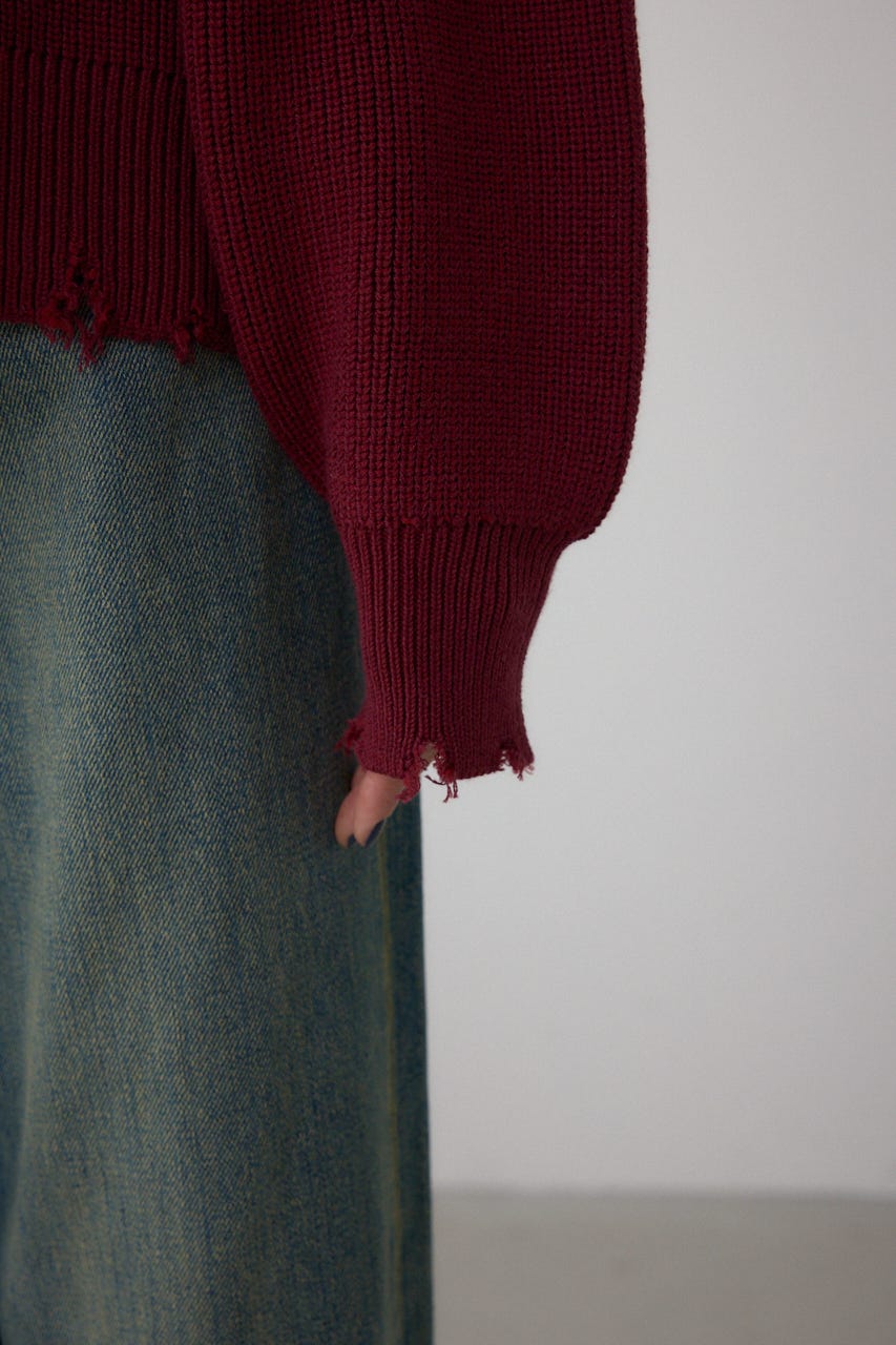 サイドZIPニットトップス BRD FREE