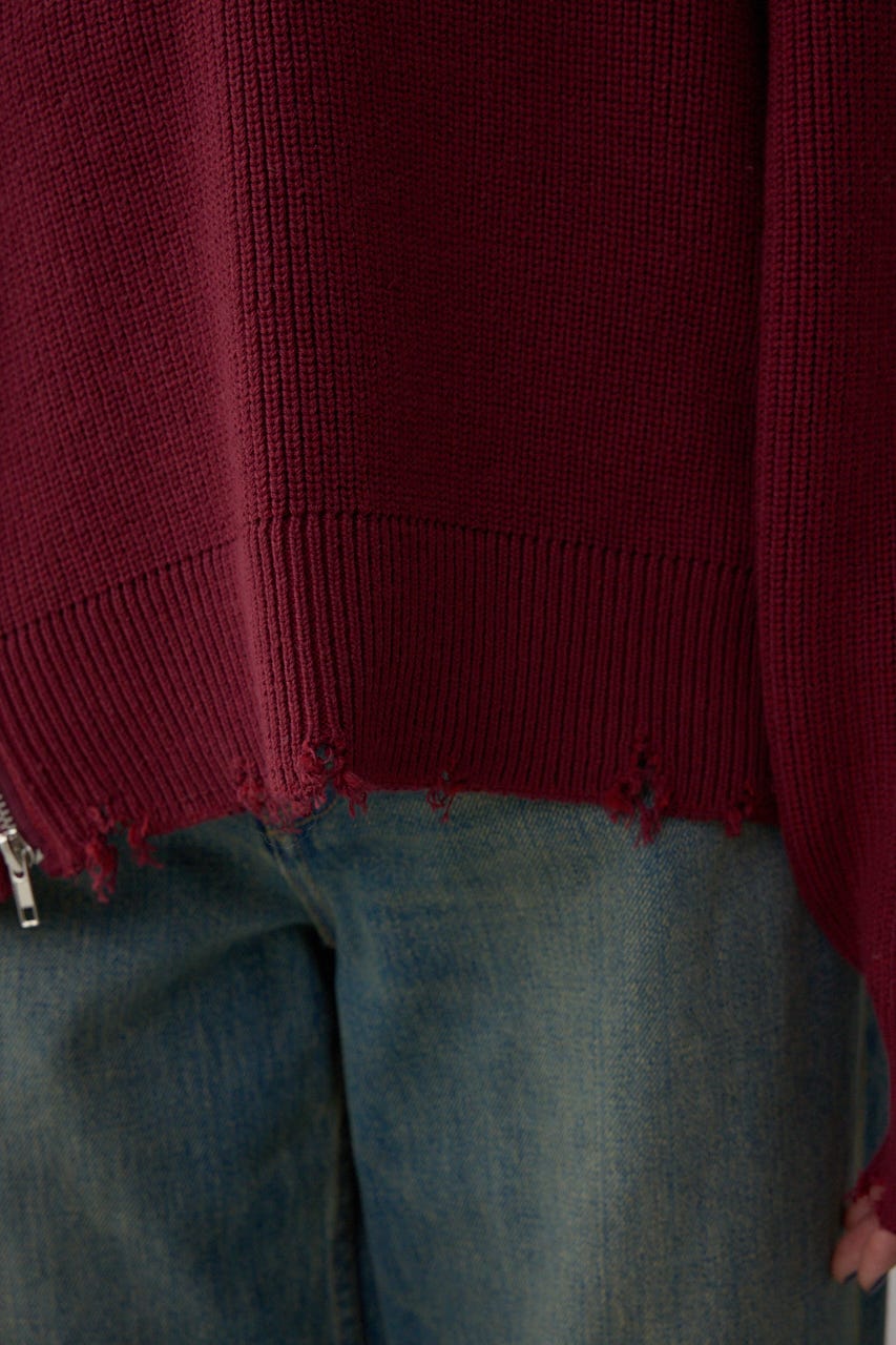 サイドZIPニットトップス BRD FREE