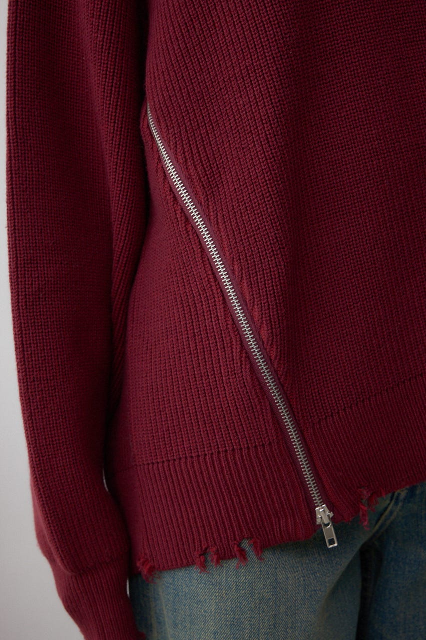 サイドZIPニットトップス BRD FREE