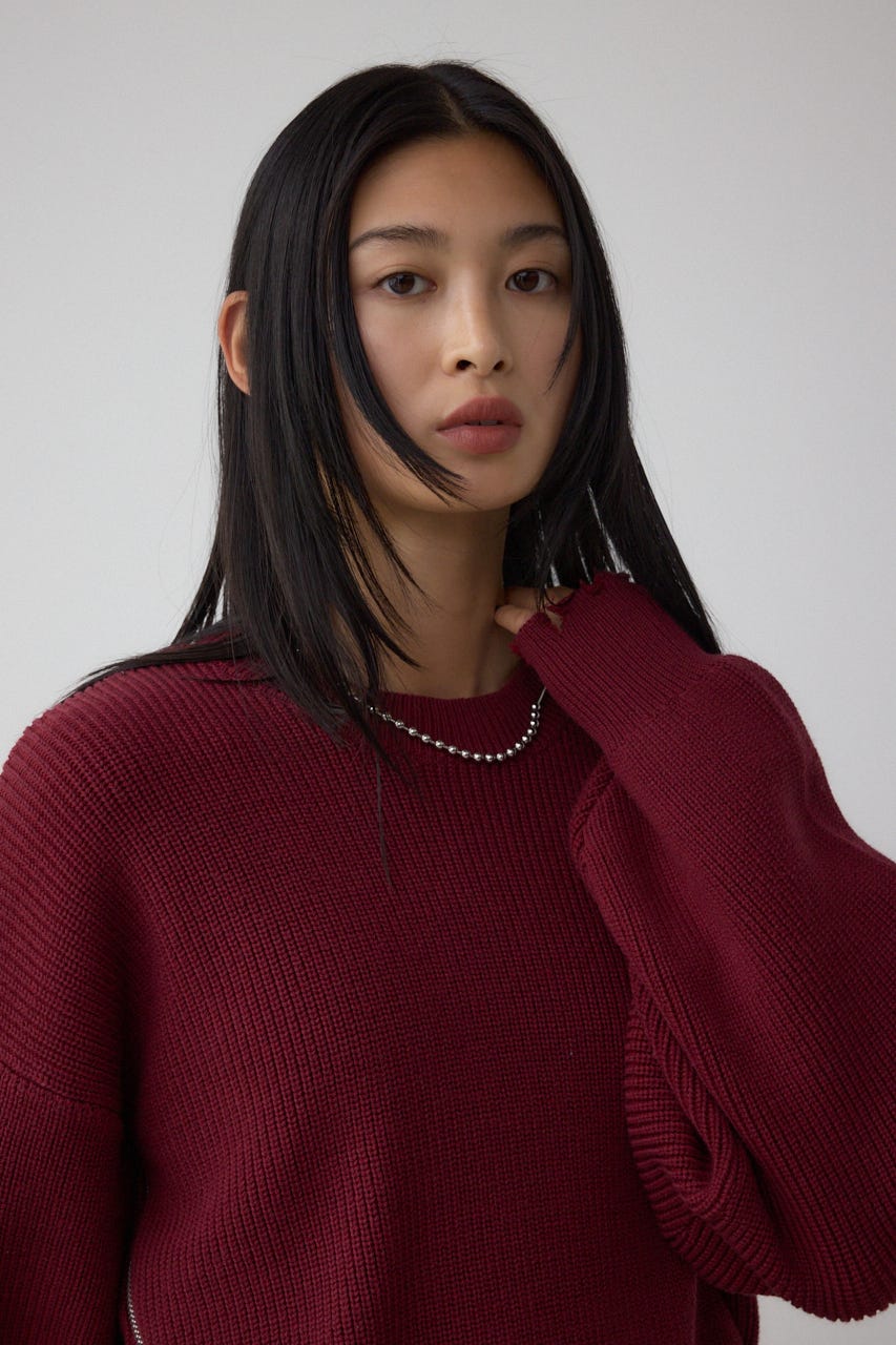 サイドZIPニットトップス BRD FREE