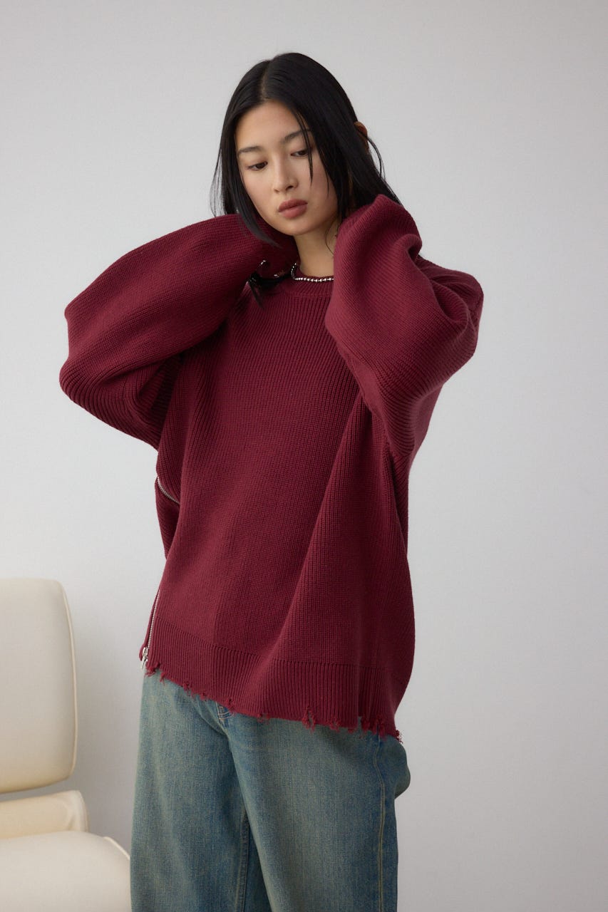 サイドZIPニットトップス BRD FREE