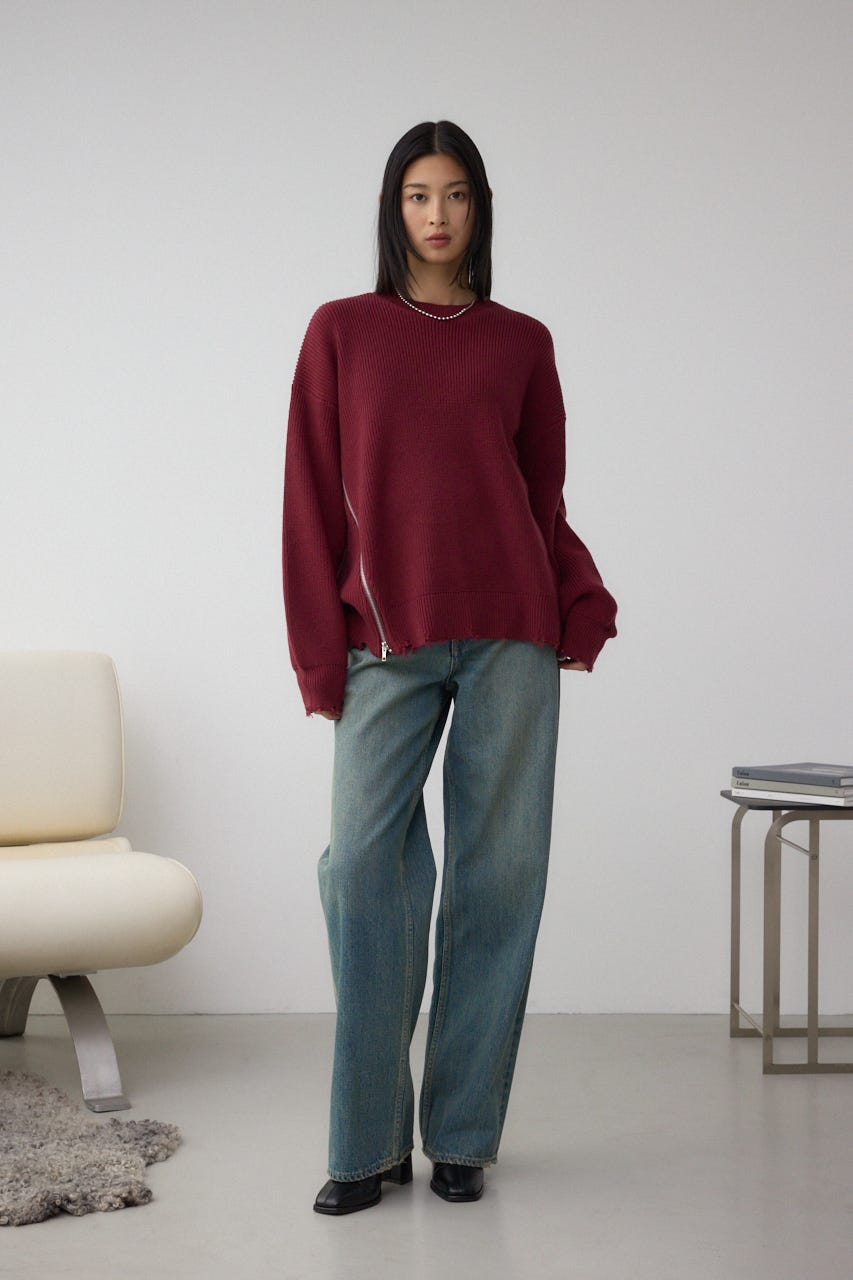 サイドZIPニットトップス BRD FREE