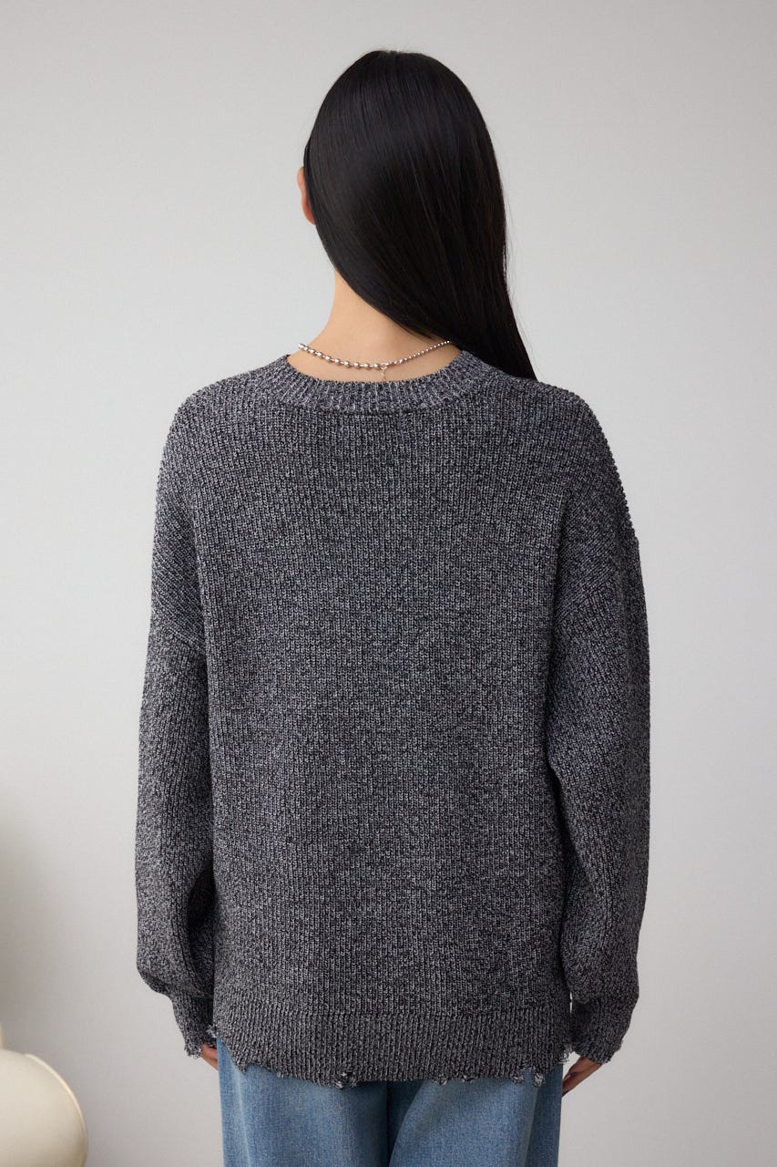 サイドZIPニットトップス 柄BLK FREE