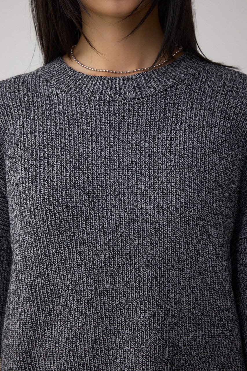 サイドZIPニットトップス 柄BLK FREE