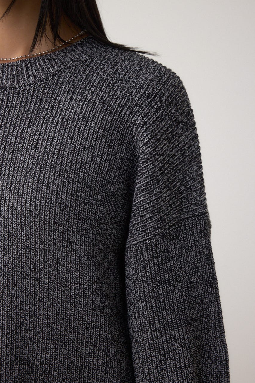 サイドZIPニットトップス 柄BLK FREE