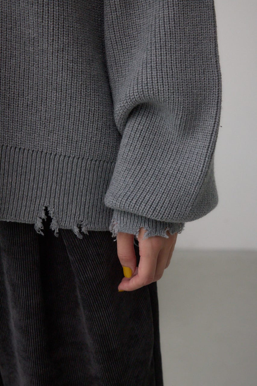 サイドZIPニットトップス GRY FREE