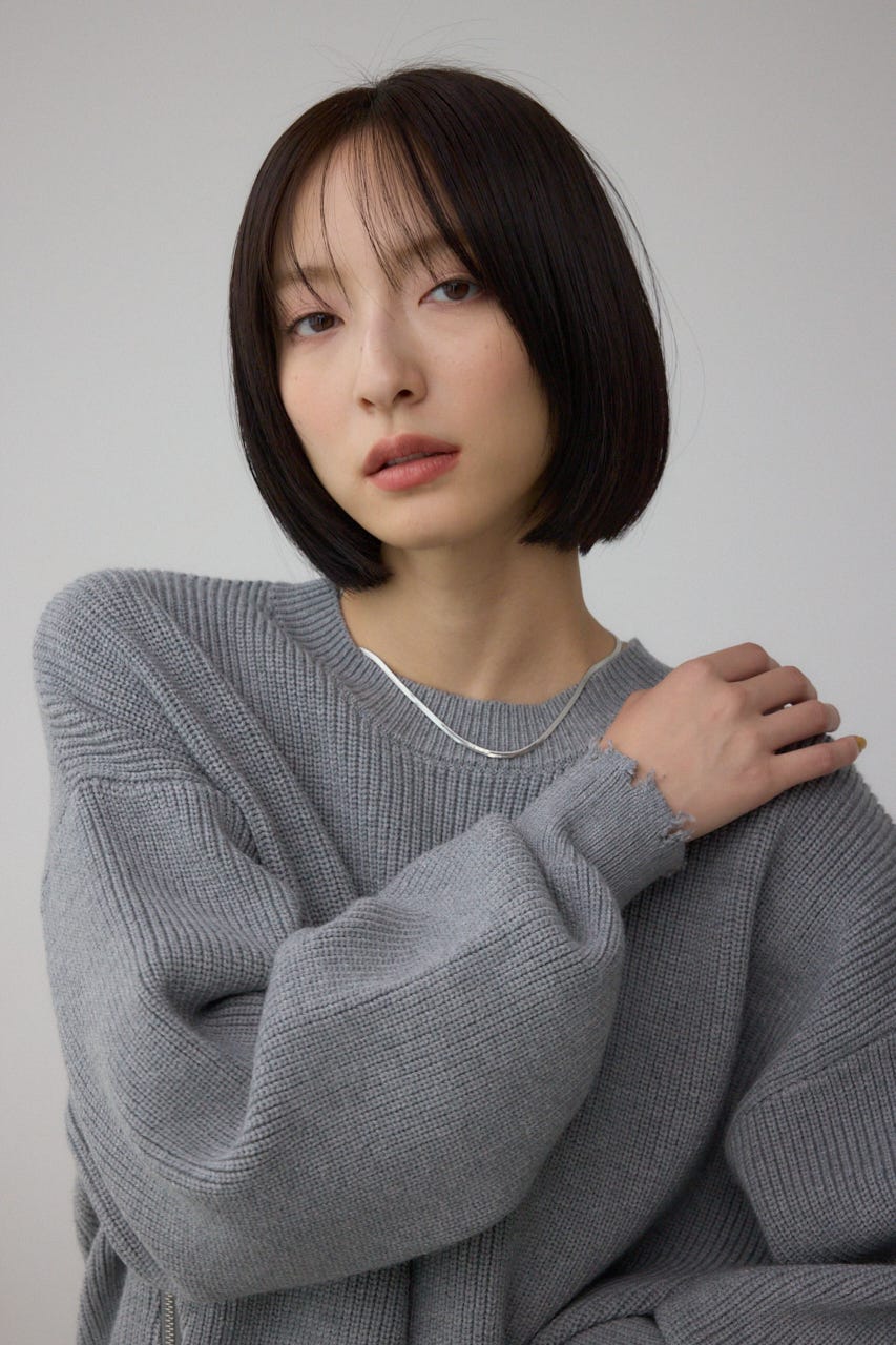 サイドZIPニットトップス GRY FREE