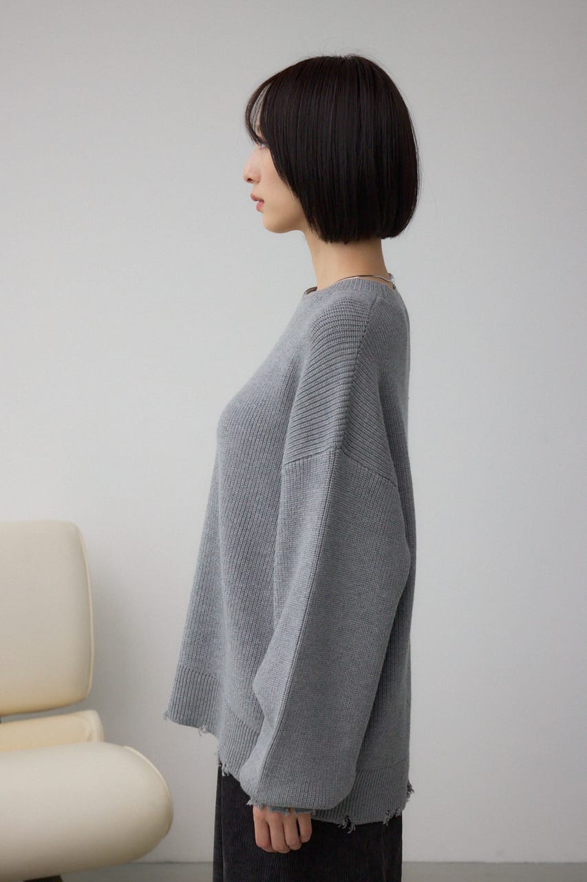 サイドZIPニットトップス GRY FREE