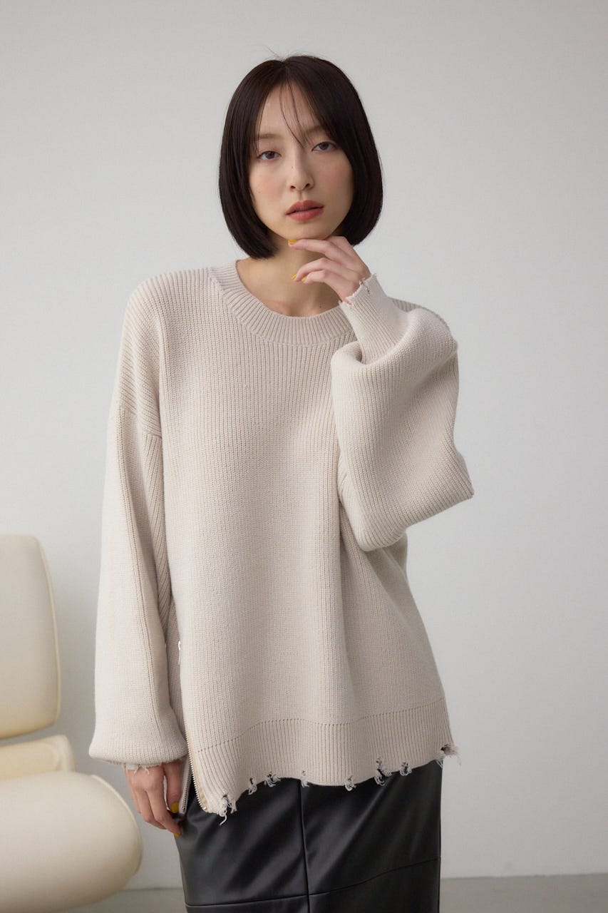 サイドZIPニットトップス IVOY FREE