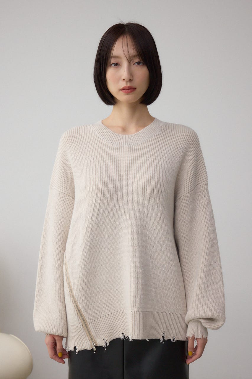 サイドZIPニットトップス IVOY FREE