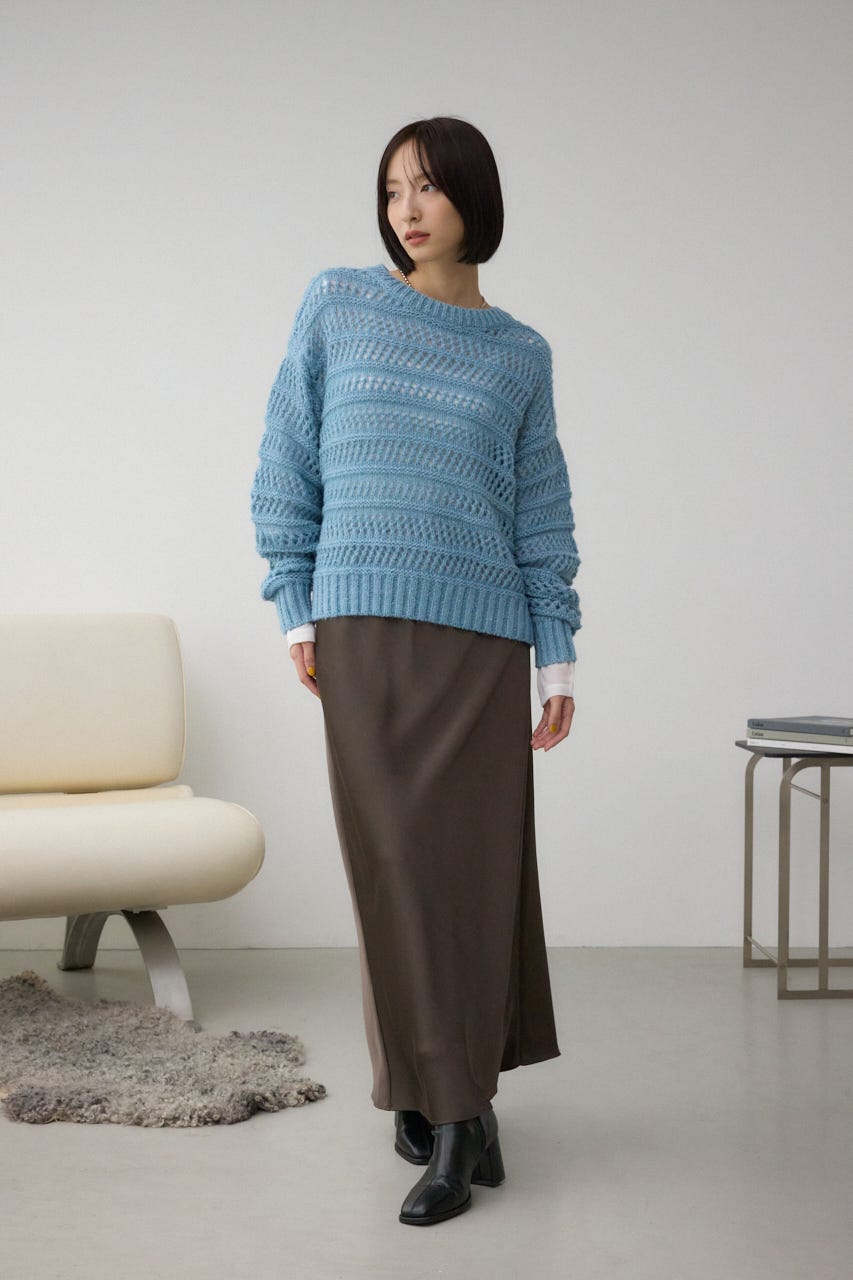 メッシュボーダーインナーセットニット BLU FREE