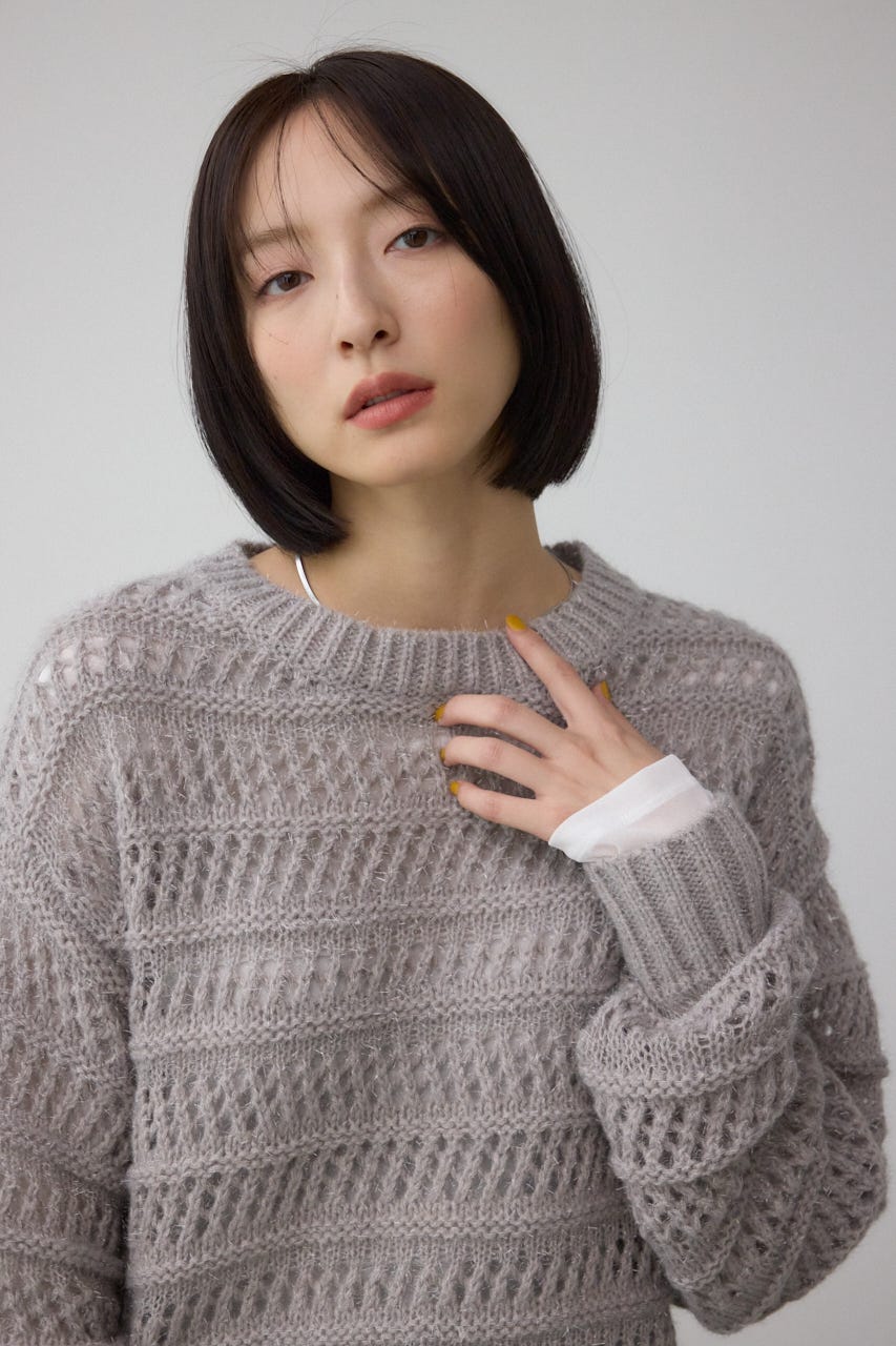 メッシュボーダーインナーセットニット GRY FREE