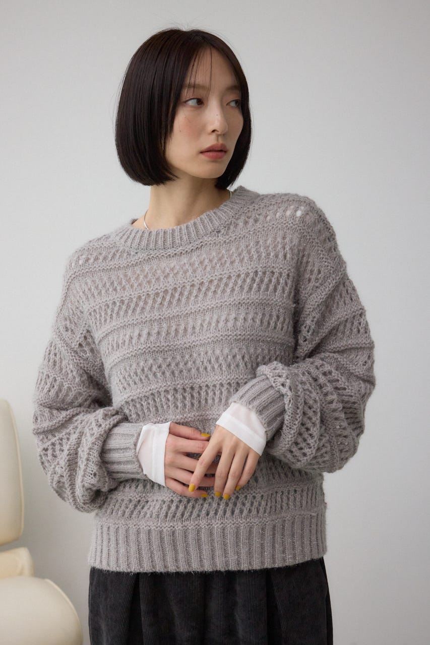 メッシュボーダーインナーセットニット GRY FREE