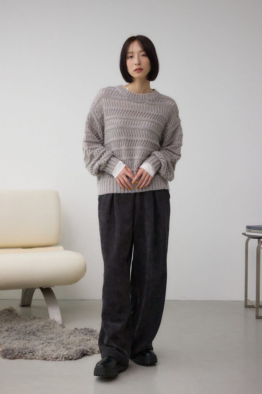 メッシュボーダーインナーセットニット GRY FREE