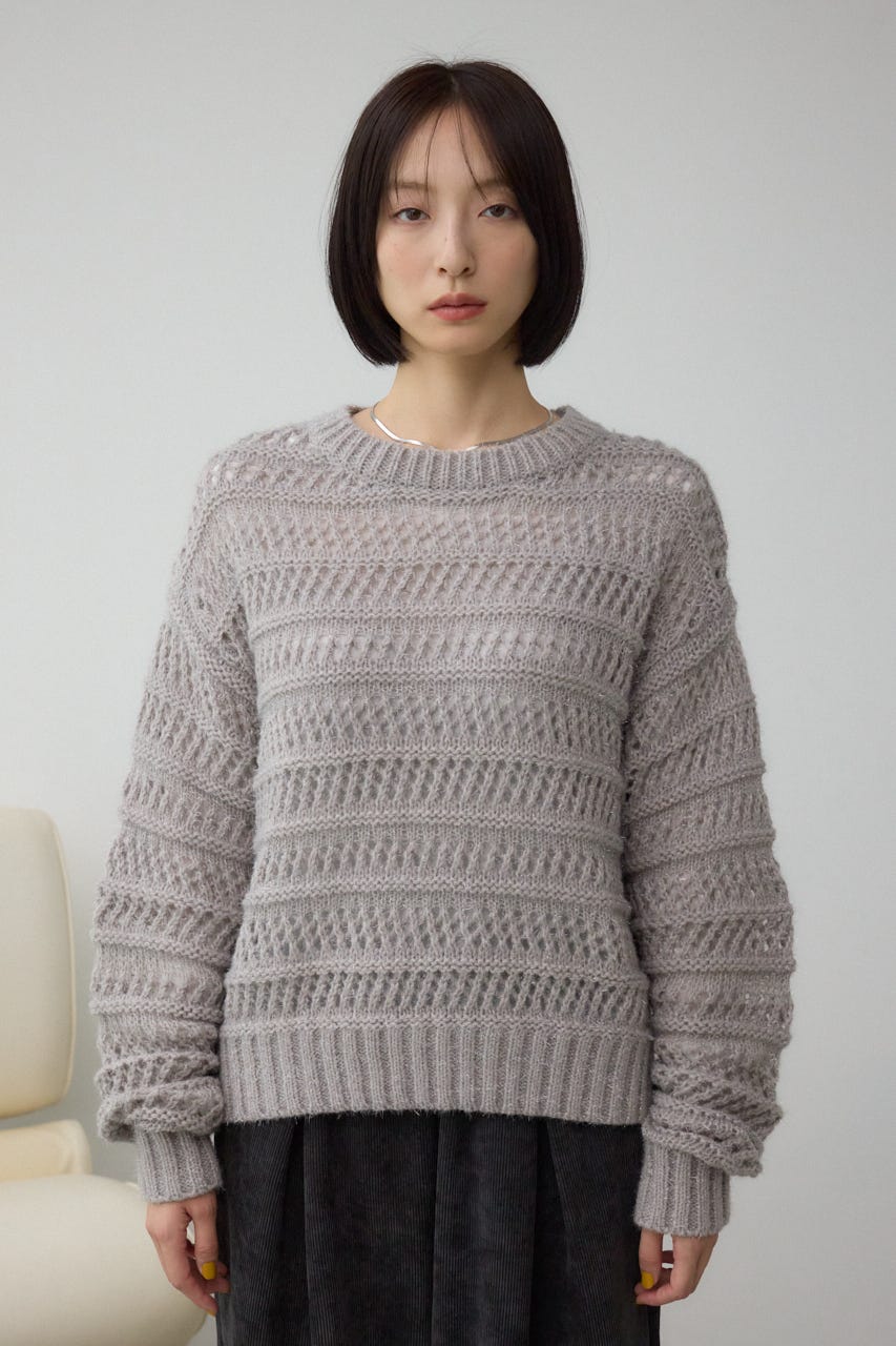 メッシュボーダーインナーセットニット GRY FREE