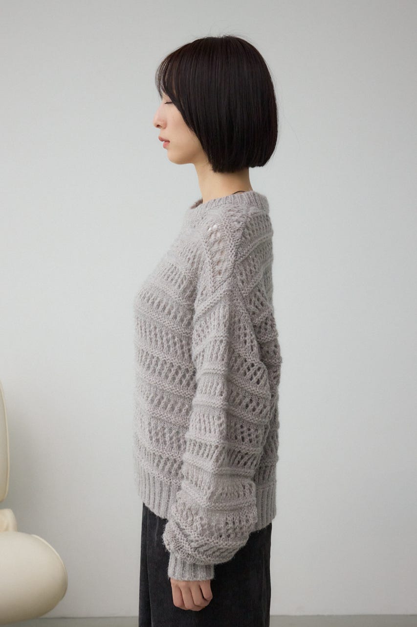 メッシュボーダーインナーセットニット GRY FREE