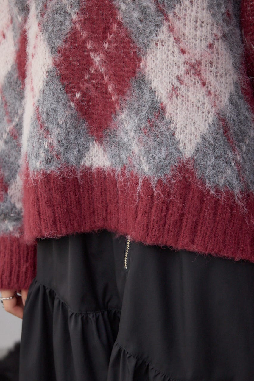 アーガイルシャギーニット 柄BRD M