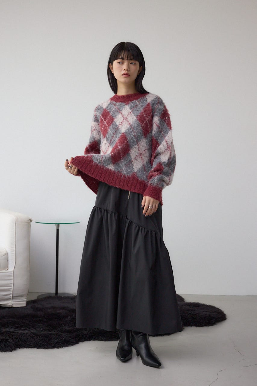 アーガイルシャギーニット 柄BRD M