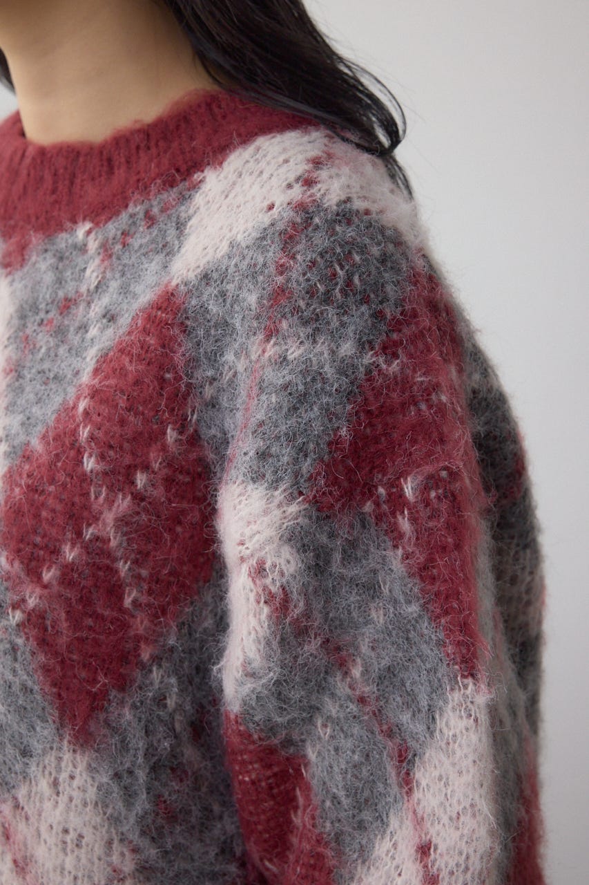 アーガイルシャギーニット 柄BRD M