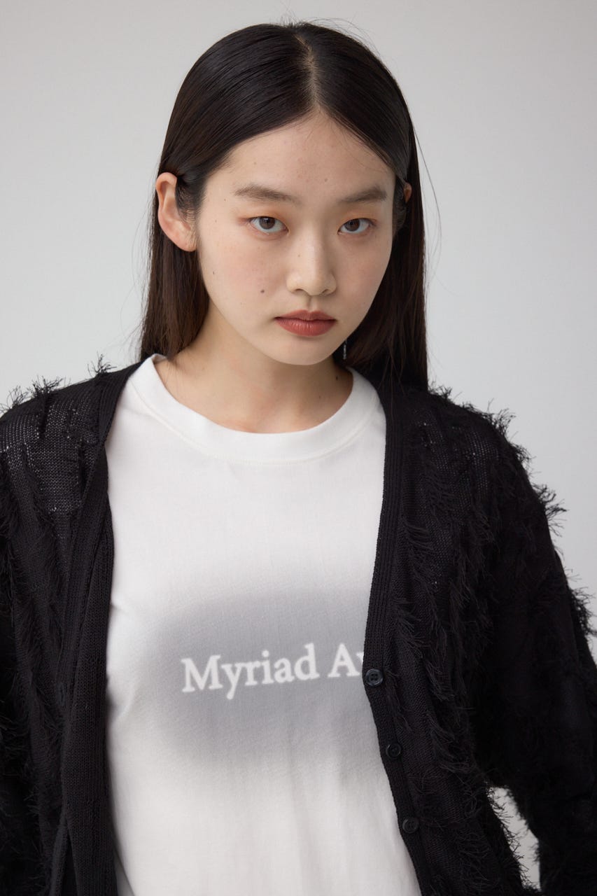 ランダムフリンジニットカーディガン BLK FREE