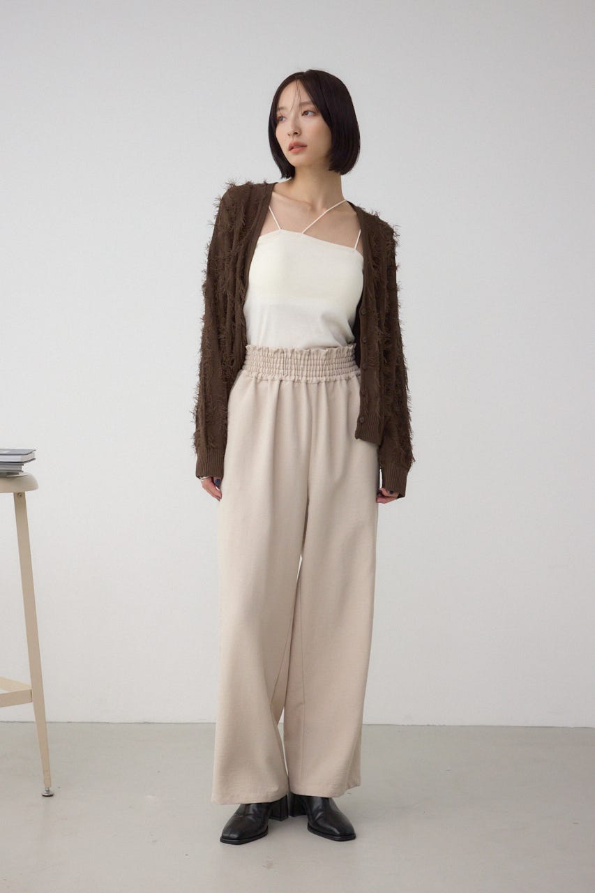 ランダムフリンジニットカーディガン BRN FREE