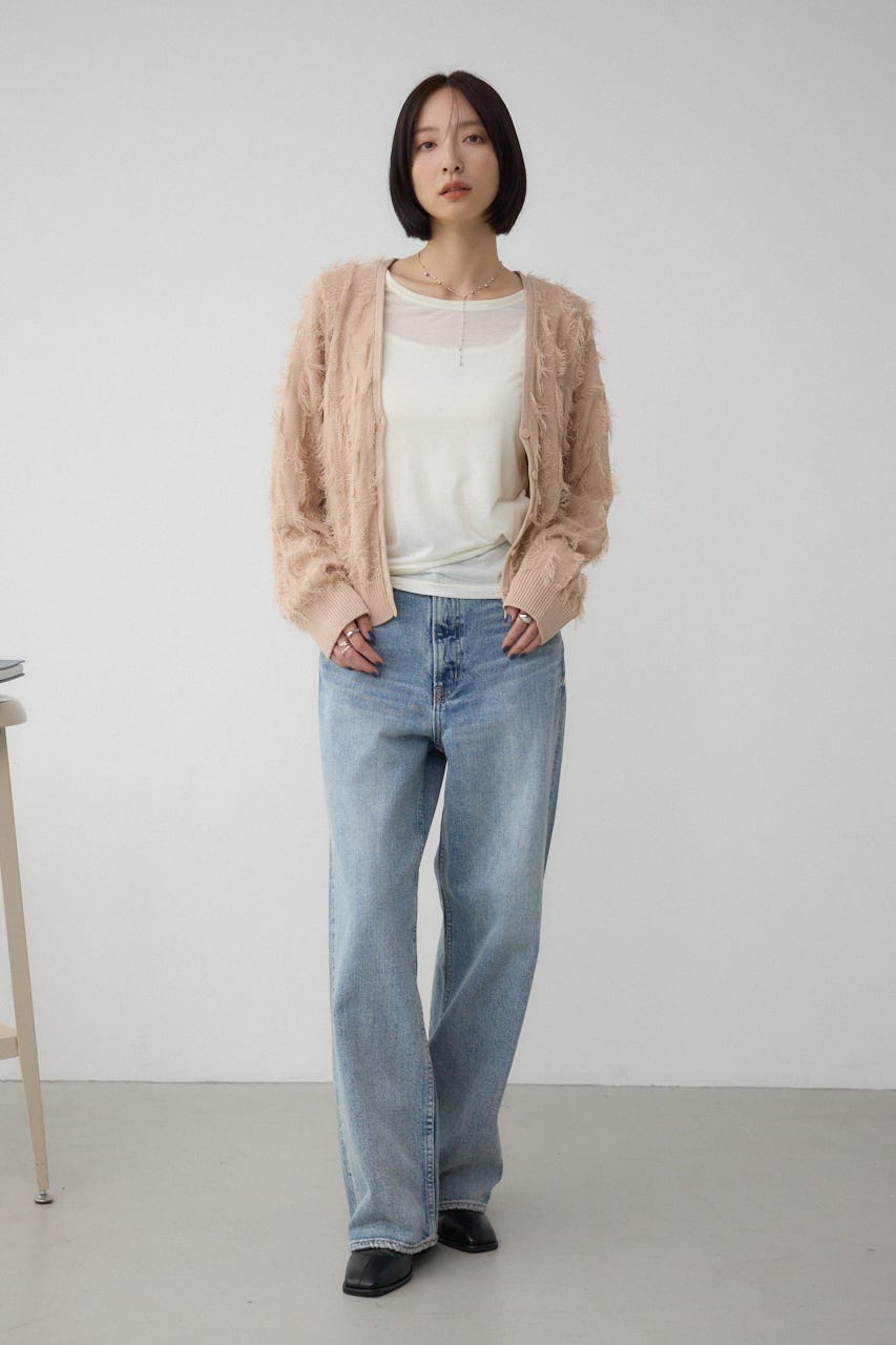 ランダムフリンジニットカーディガン GREIGE FREE