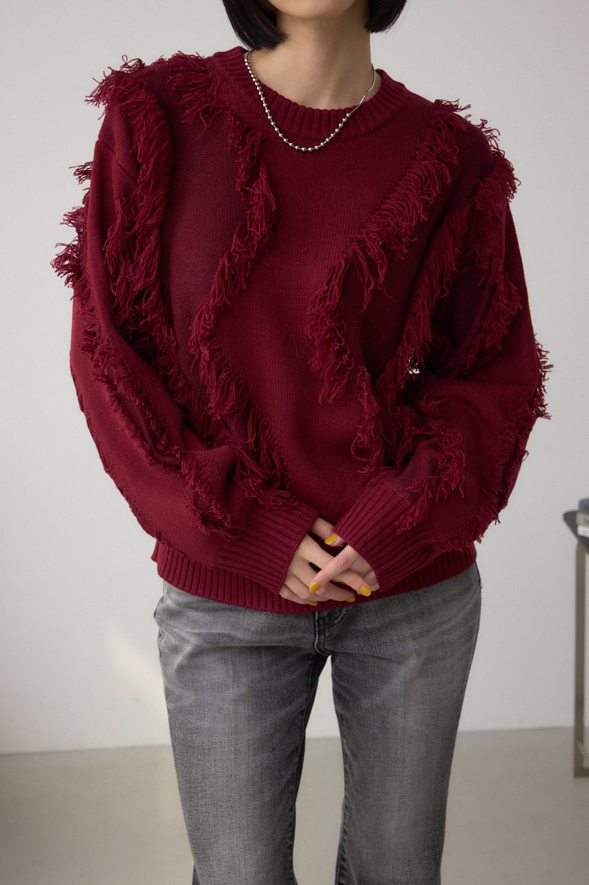 フリンジデザインニットトップス BRD FREE