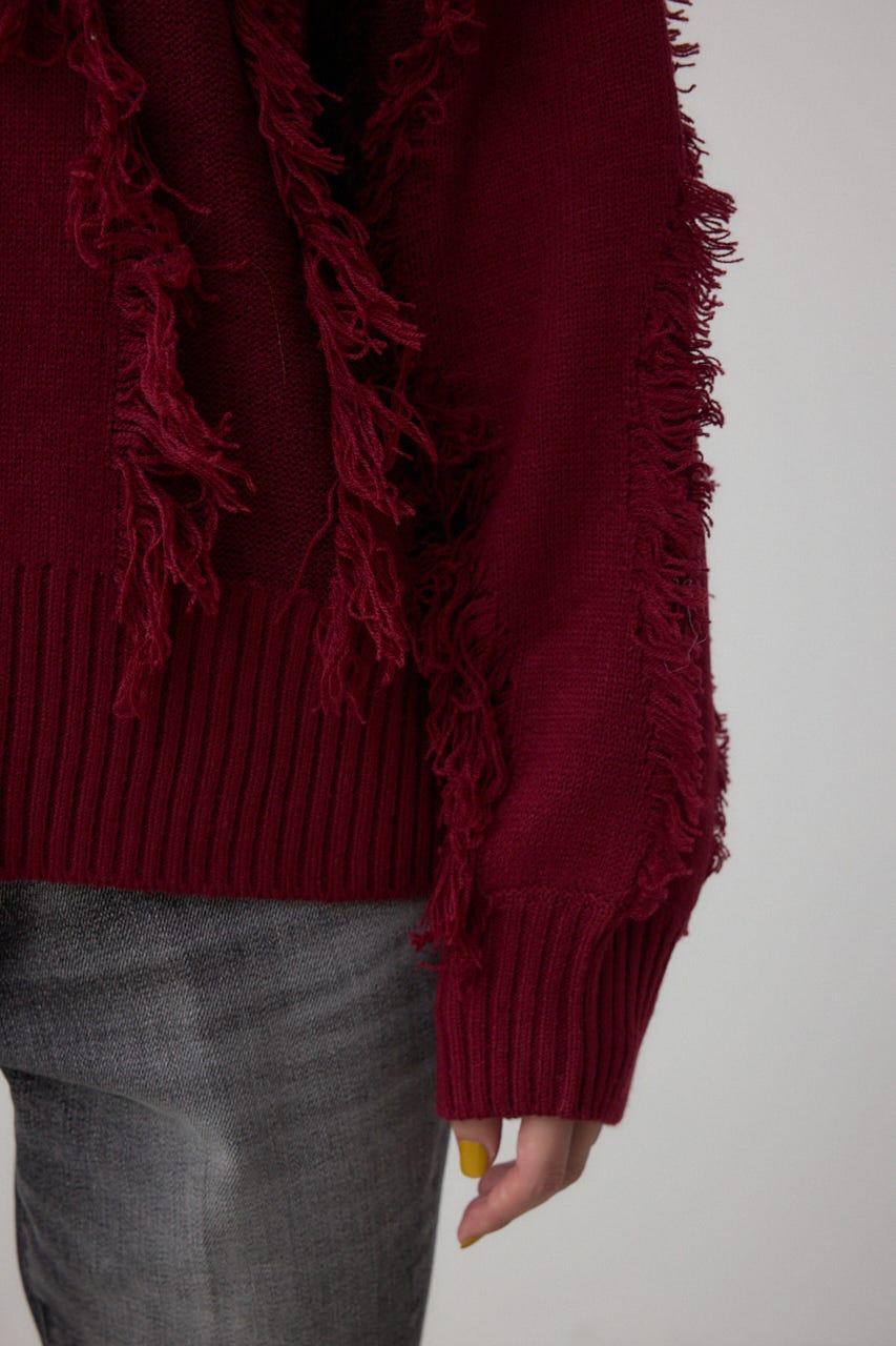 フリンジデザインニットトップス BRD FREE