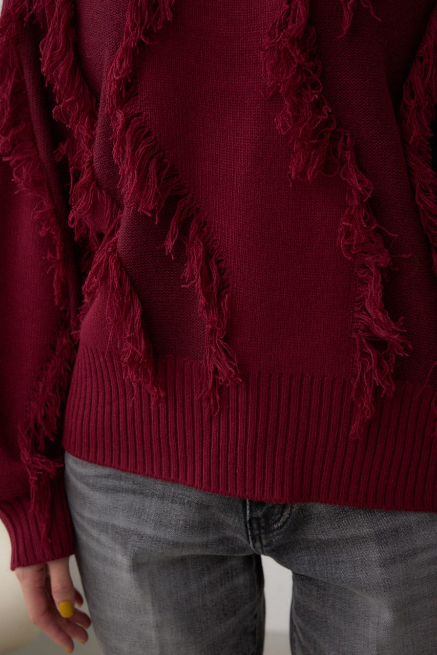 フリンジデザインニットトップス BRD FREE