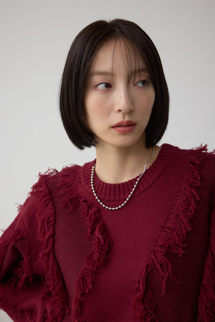 フリンジデザインニットトップス BRD FREE