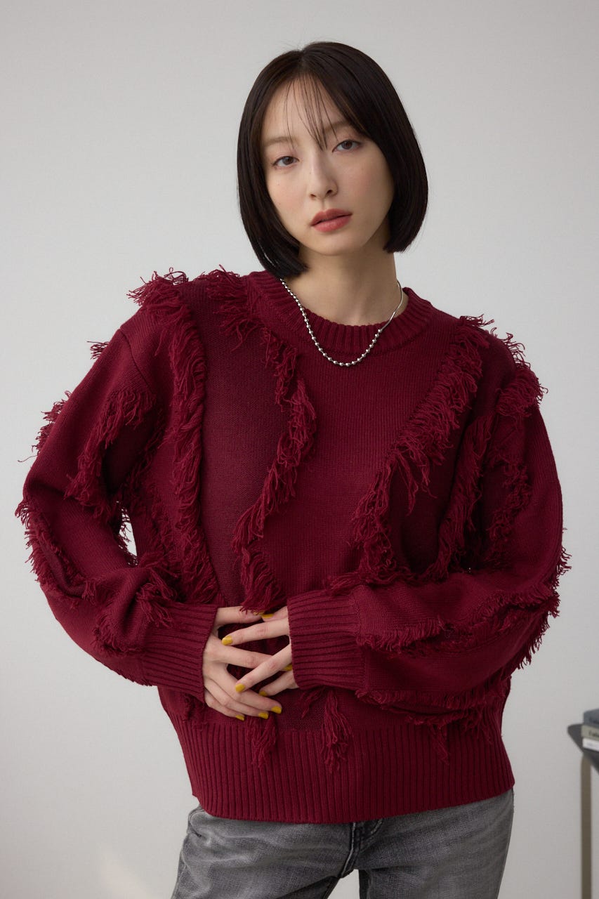 フリンジデザインニットトップス BRD FREE